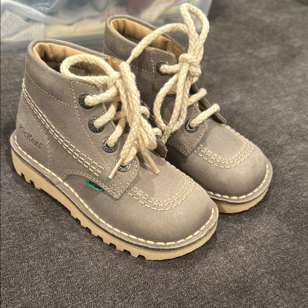 Kickers Kids Gray Lace-Up Boots